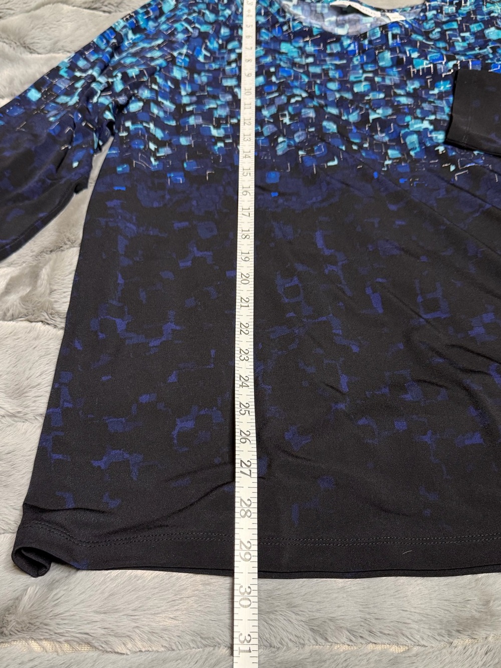 Susan Graver Blue Mosaic-Print Long Sleeve Top - Picture 2 of 4